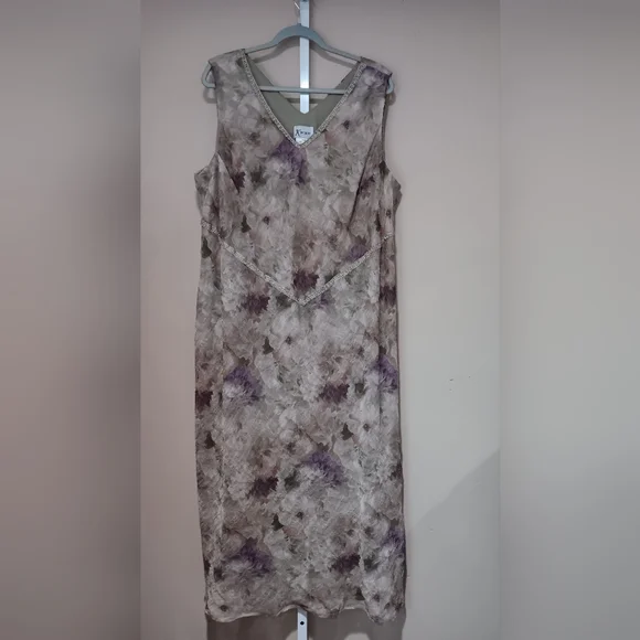 K Woman Women's (Size 24W) Green/Purple Floral Two-Piece Dress Set (NWT) - Picture 2 of 16